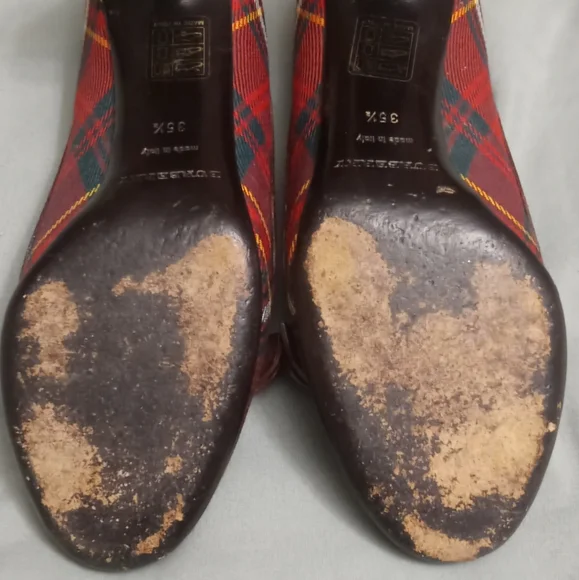 Burberry Women's Plaid Pumps - Brown and Red 35.5 or size 5.5 With Box - Picture 4 of 6